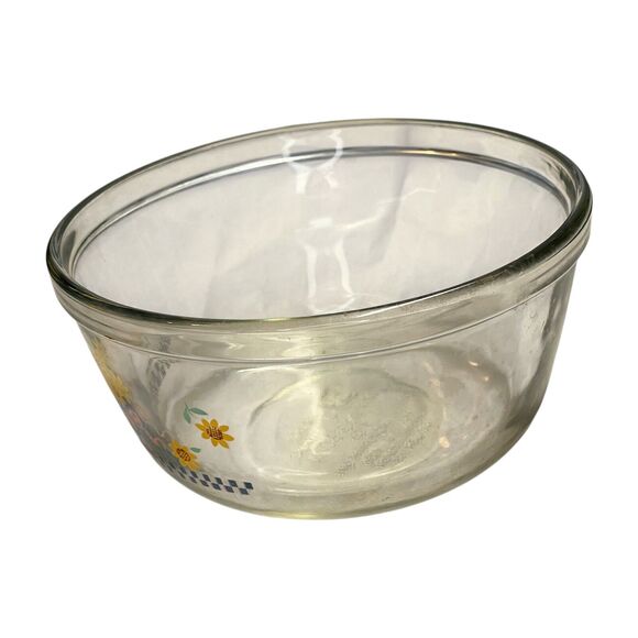 Anchor Hocking Clear Floral Print Glass Round Mixing Bowl 1. Qt for Kitchen - Picture 3 of 8